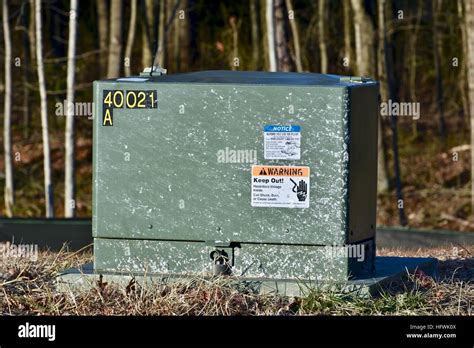 green electrical boxes on property